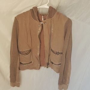 Free people distressed zip up hoodie/jacket